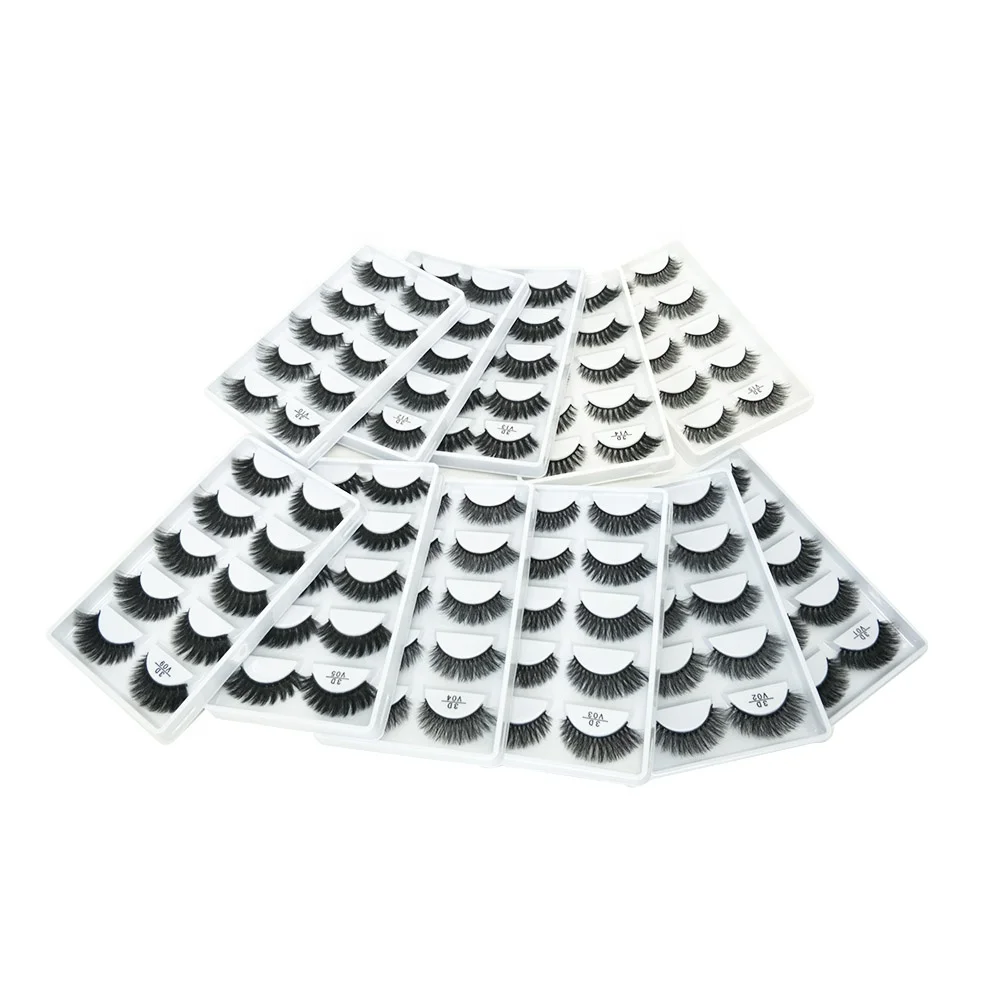 Eub Free Shipping HV series Crisscross natural thick 3D pack 5 pairs false eyelashes private label false eye lash packaging box