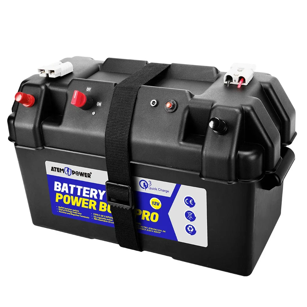 
ATEM POWER 12V Portable Deep Cycle AGM Batteries Quick Battery Box 