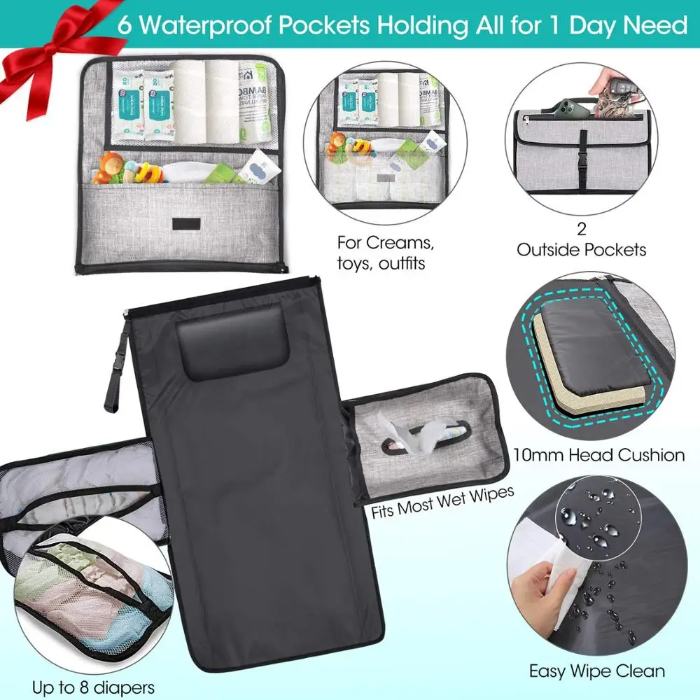  XL 6 Pockets Holding Anything Diaper changing mat Portable Baby Changing