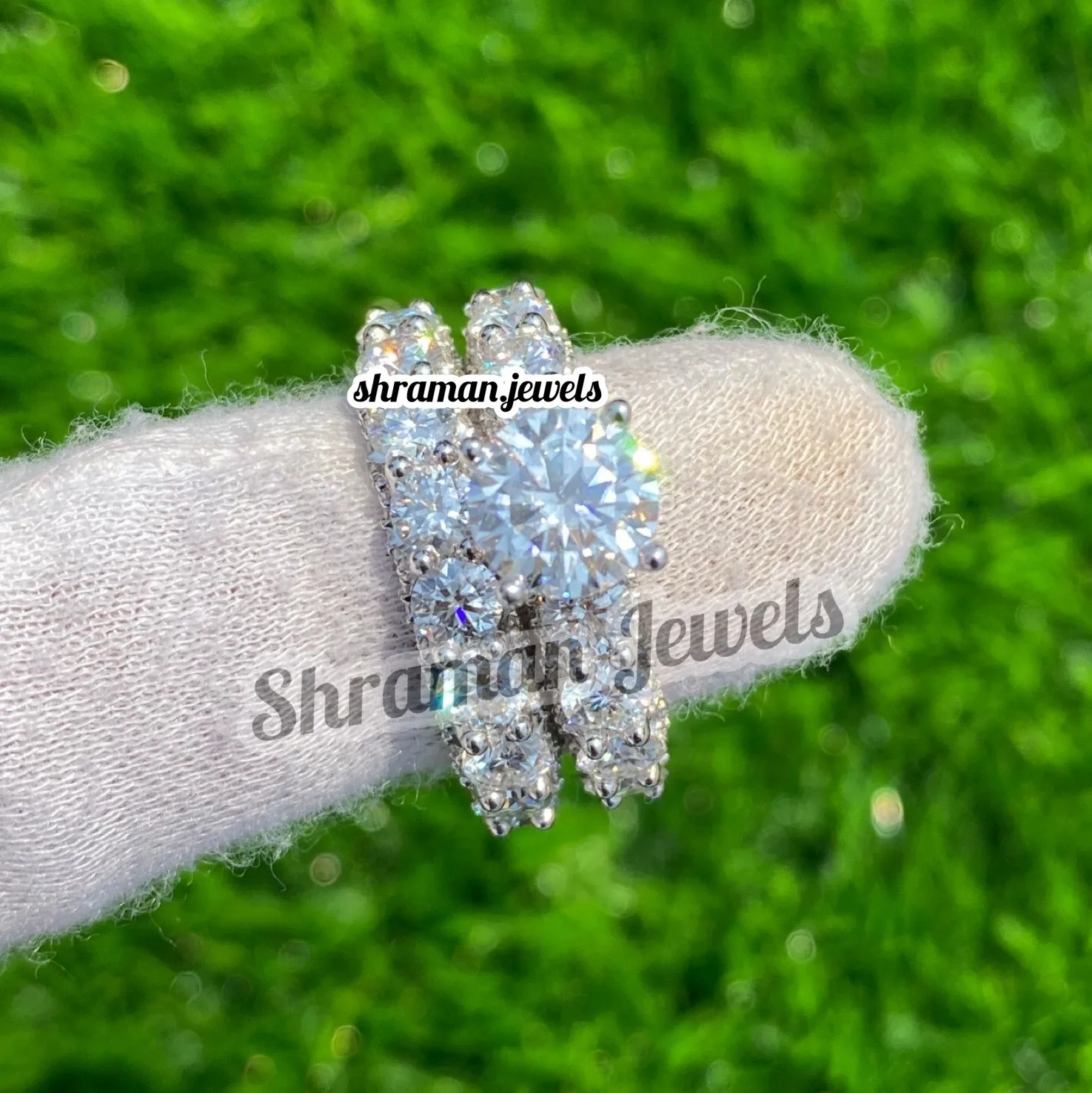 14K Solid 18K White Gold Wedding Eternity Ring VVS Moissanite Diamond Iced out Couple Rings Engagement Wedding Ring for Her
