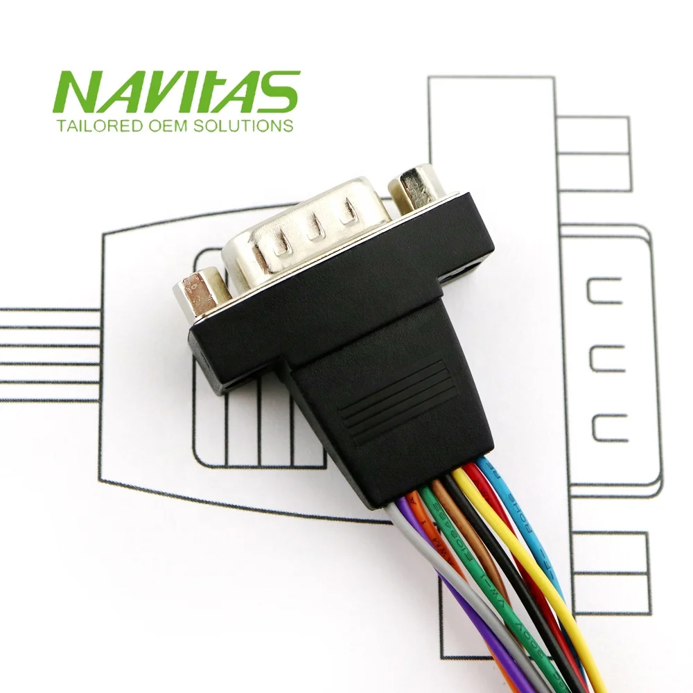 D-SUB DB9 Male 9 Pin Connector Display Cable  PVC Jacket Cable Assembly