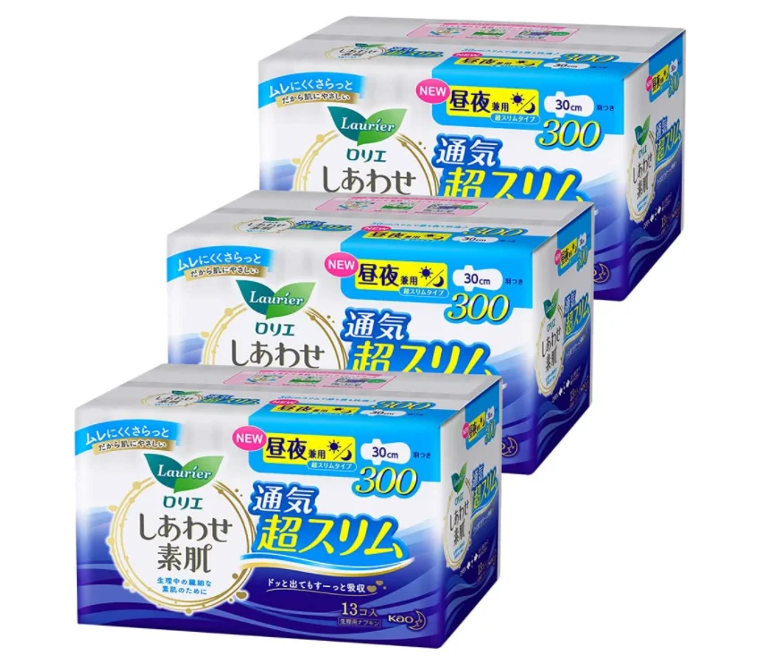 30cm 13pcs Low sensitivity design Japanese sanitary napkin Kao Laurier super slim day/night sanitary pads Napkin with wing