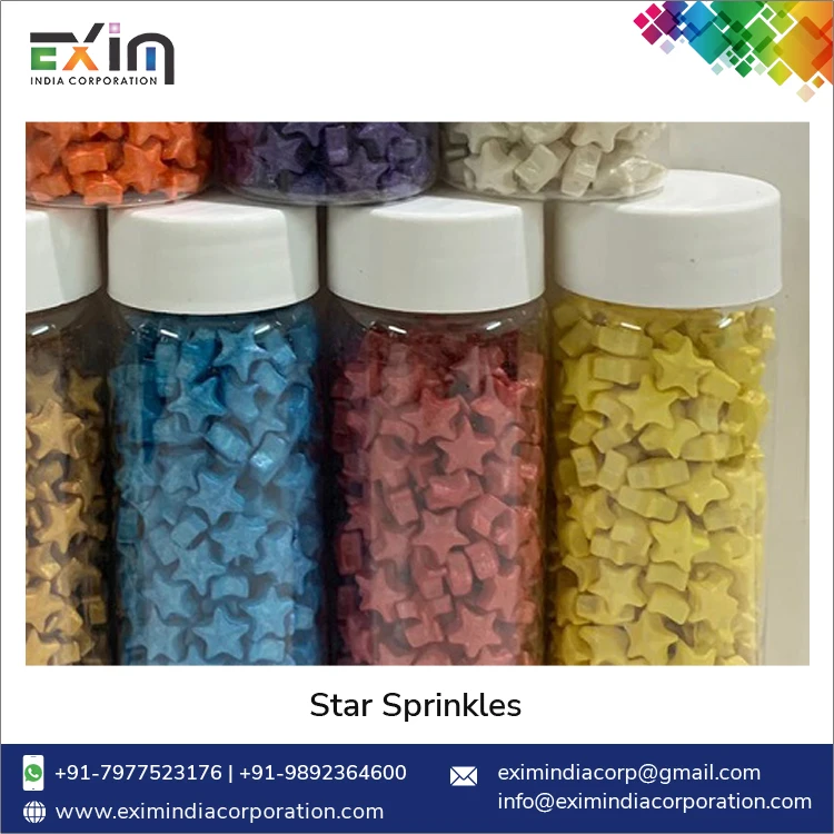 Best Market Price Superb Quality Yellow Color Decorative Sugar Star Sprinkles for Brownies, Ice-Cream and Sundaes