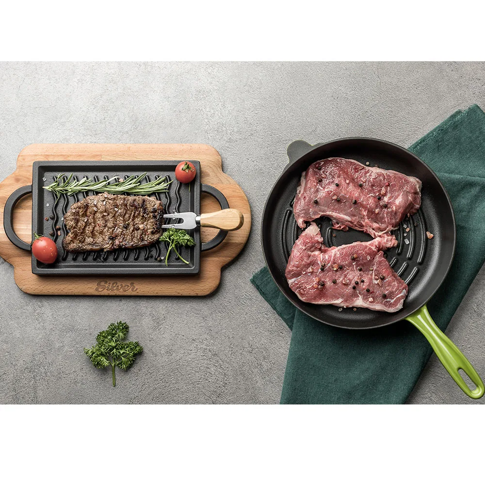 Чугунная сковорода с антипригарным покрытием и Эмалированным покрытием, плоская Сковорода со стеклянным покрытием, сковорода для яиц и блинчиков, кухонные и столовые принадлежности, посуда