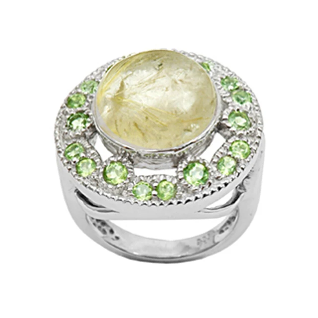 Elegant classic design natural round prehnite gemstones solid 925 sterling silver peridot ring handmade jewelry manufactured