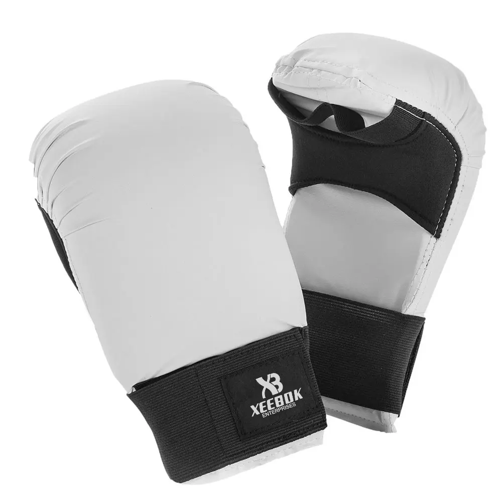
 Online Sale PU Leather Karate Training Mitts In White And Black Color  