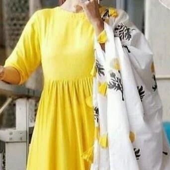 YELLOW EMBROIDERED LATEST SUIT WITH DESIGNED DUPATTA WITH WHITE PALAZZO