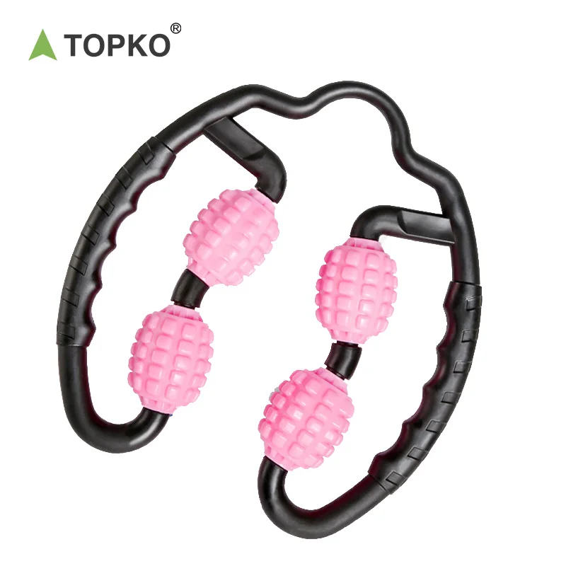 TOPKO Massage Roller Thin Leg Ring Clamp Leg Yoga Muscle Foam 4 Wheel Massage Roller Stick Relaxer Muscle Foam Massage Roller