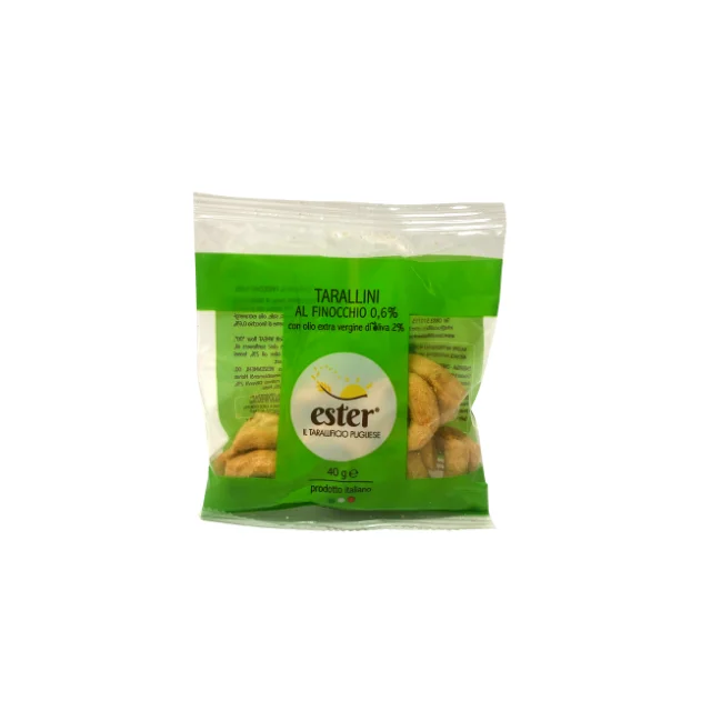 Typical Apulian Snack Tarallini with Fennel Seeds and EVO Oil for Ho.re.Ca, outdoor consumption, snack 40g