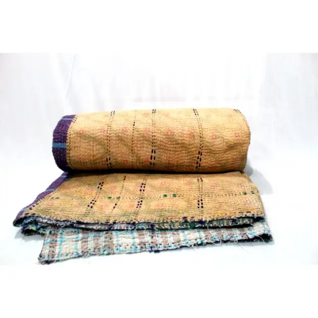 Indian Wholesale Cotton Bedspread Bedding Blanket Medium Throw 100% Handmade Quilt Indian Vintage Kantha