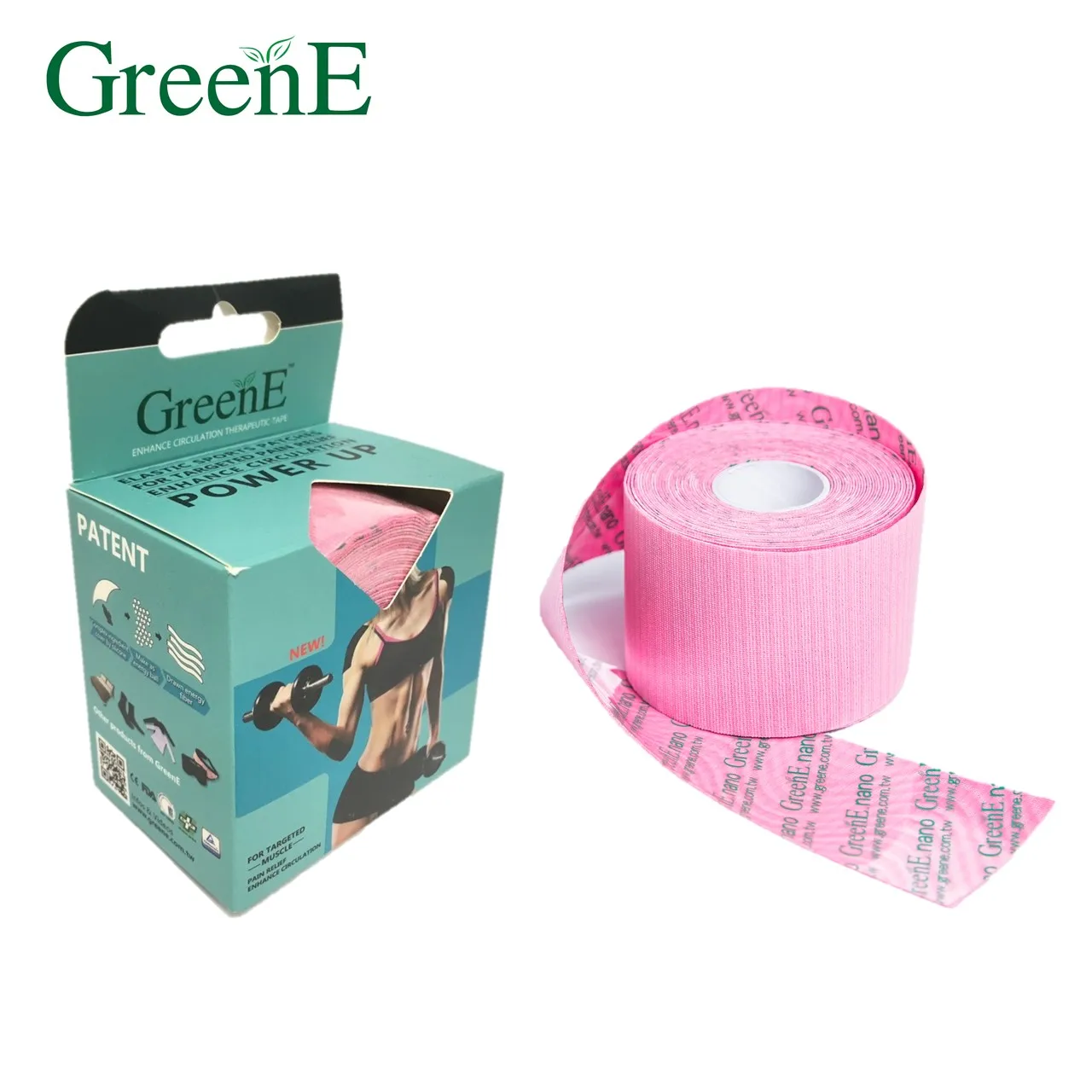 Мягкая акупунктурная обезболивающая лента GreenE 500 см-rol (розовая) для спортсменов