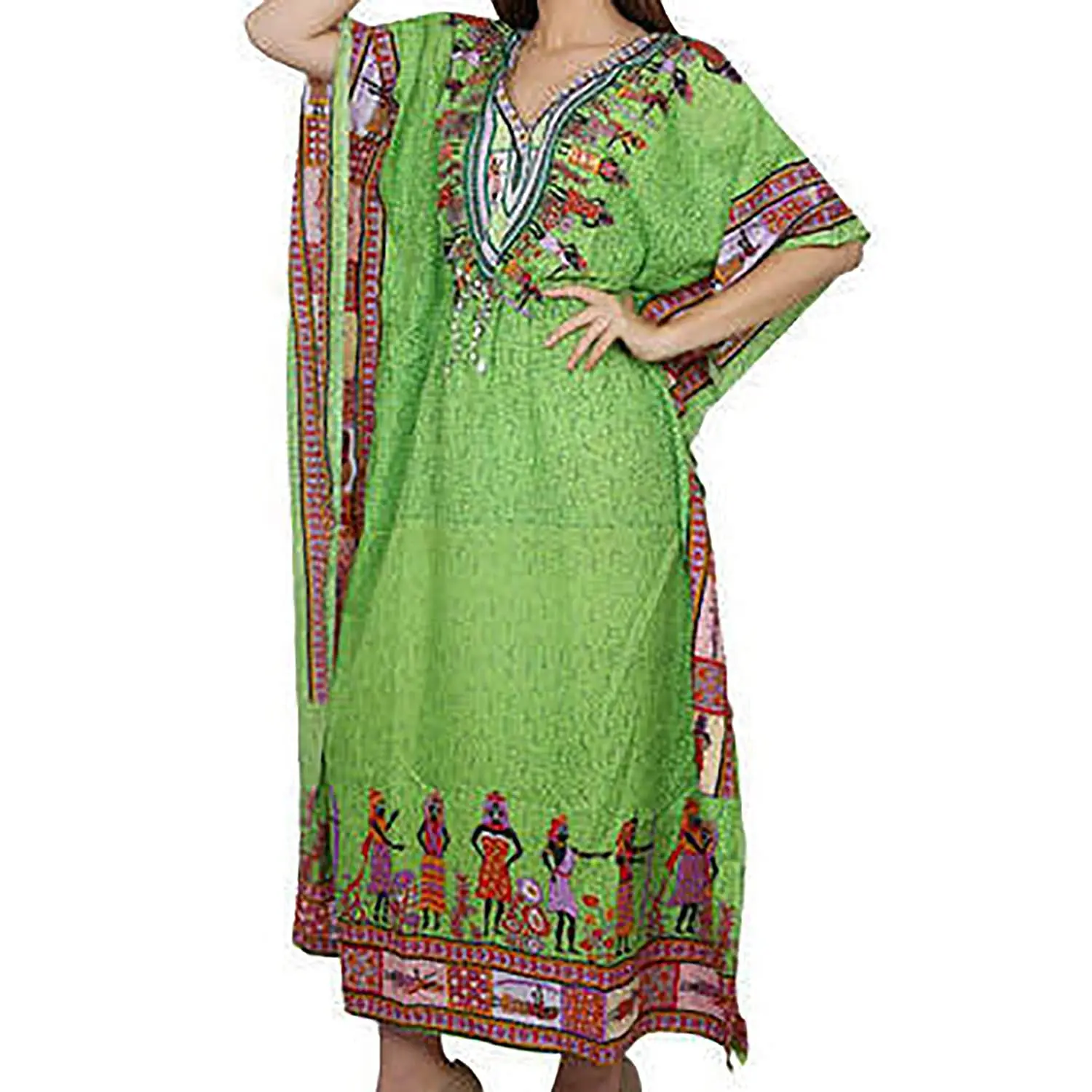 African caftan Night wear polyester maxi poncho Short design Women Kaftan Hippie Boho Dress Kimono Satiny Look Plus Size