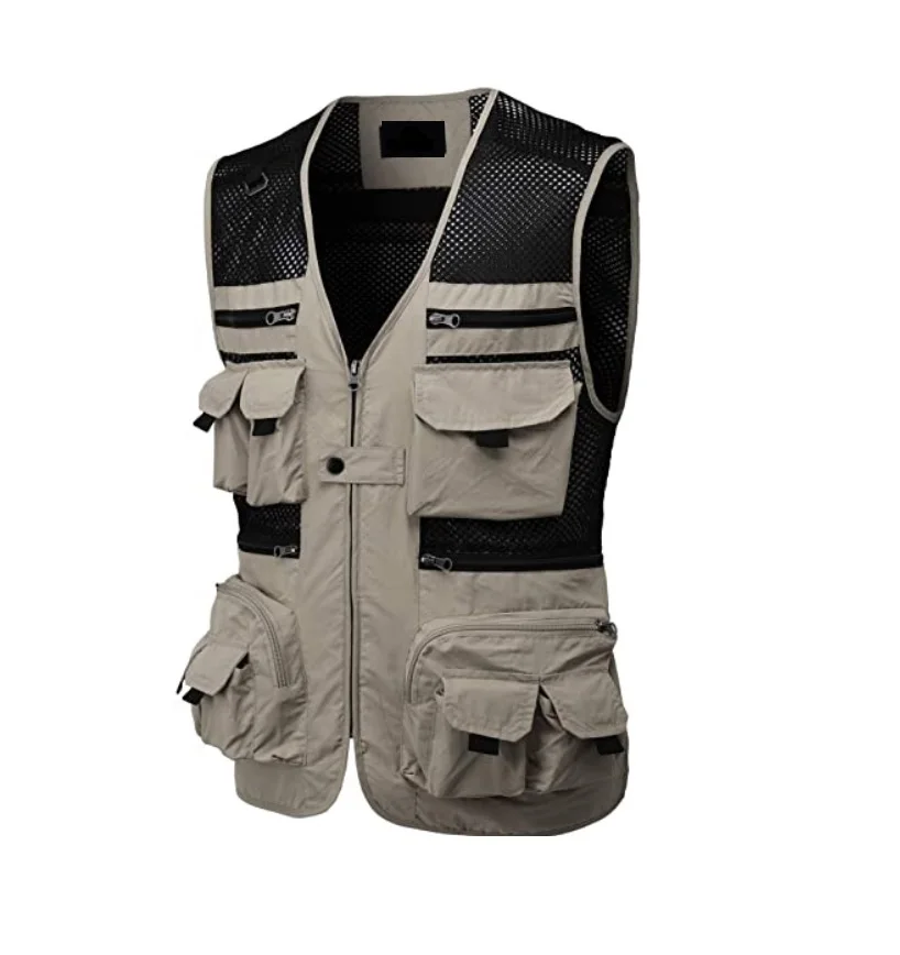 Mens Premium Casual Active Cargo Camping Vests Multi-Pocket
