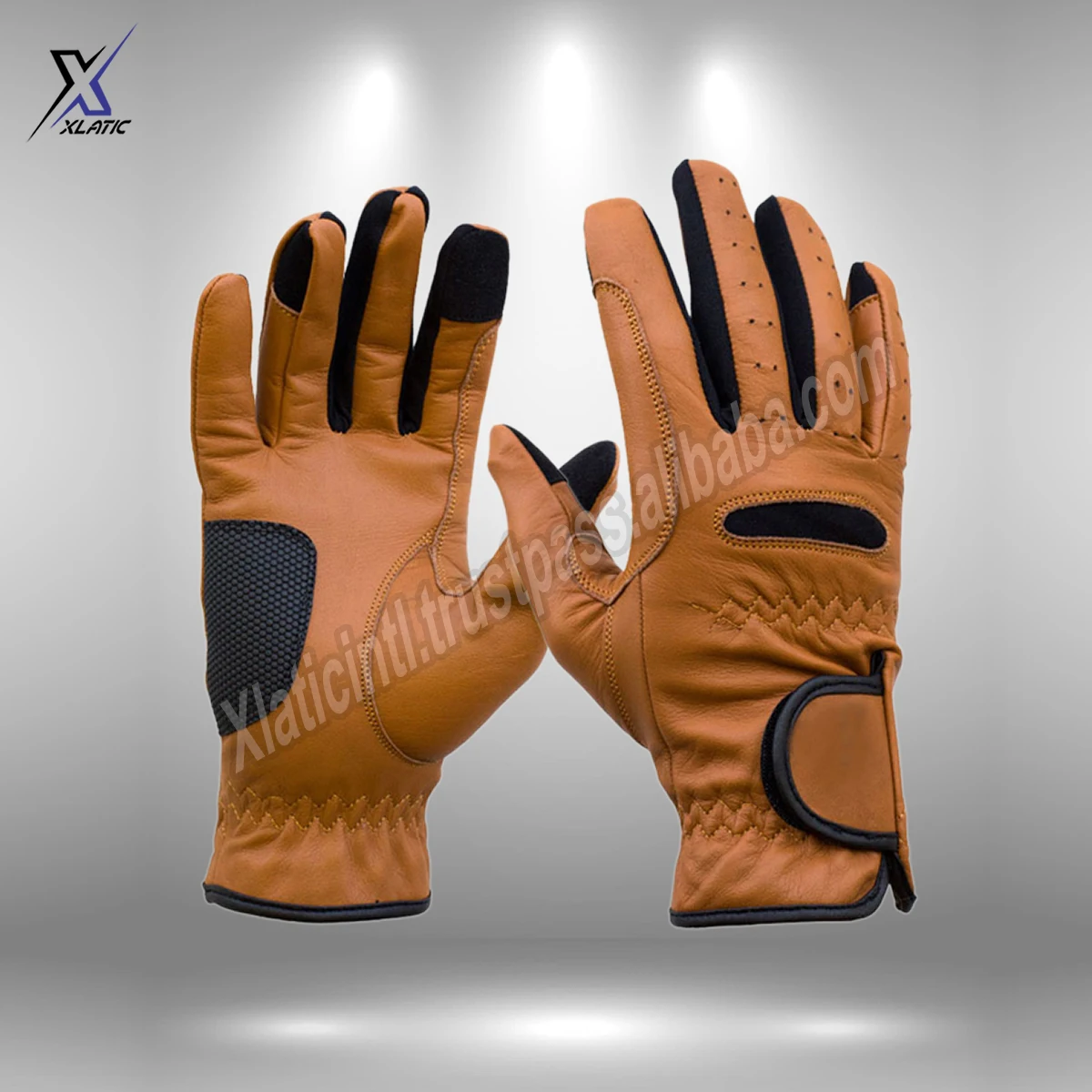 Ready to ship 2021 New design wholesale synthetic leather equestrian gloves for men women black horse riding gloves