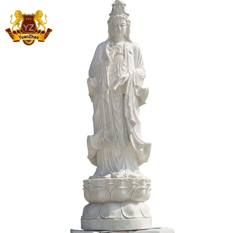 Religious Temple White Stone Buddha Statue Large Size Outdoor Marble Stone Buddha