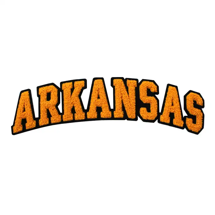 Wholesale custom state city name script Chenille Patch cali connecticut nebraska louisiana maryland kansas letter chenilla patch