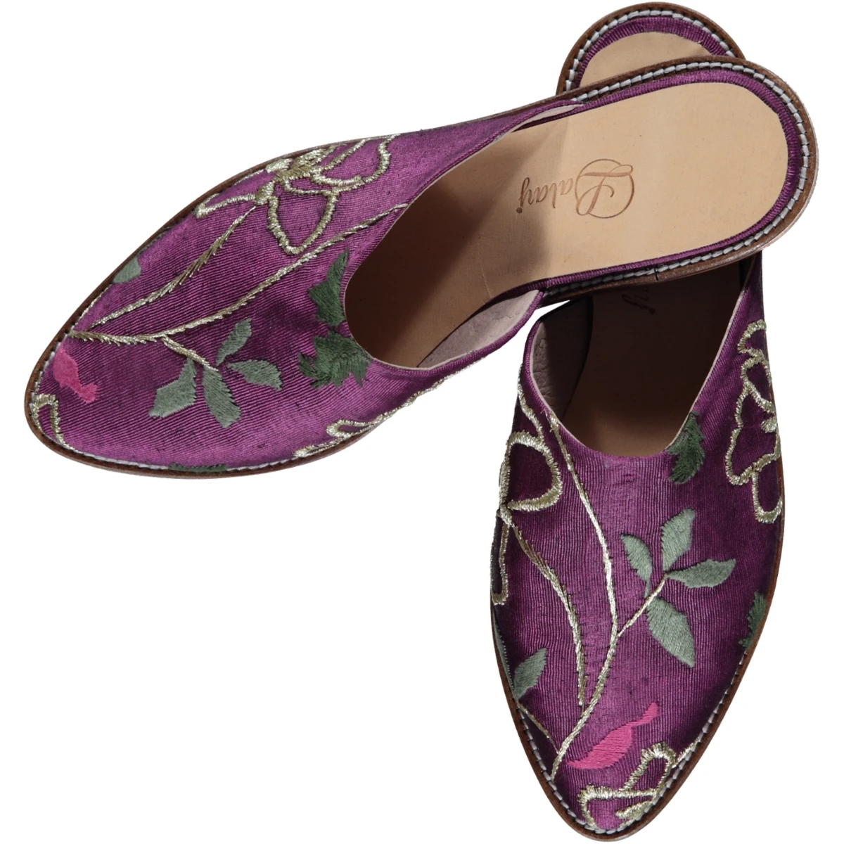 Handmade Home Shoe Genuine Leather with Embroider Slipper Closed for Women Female