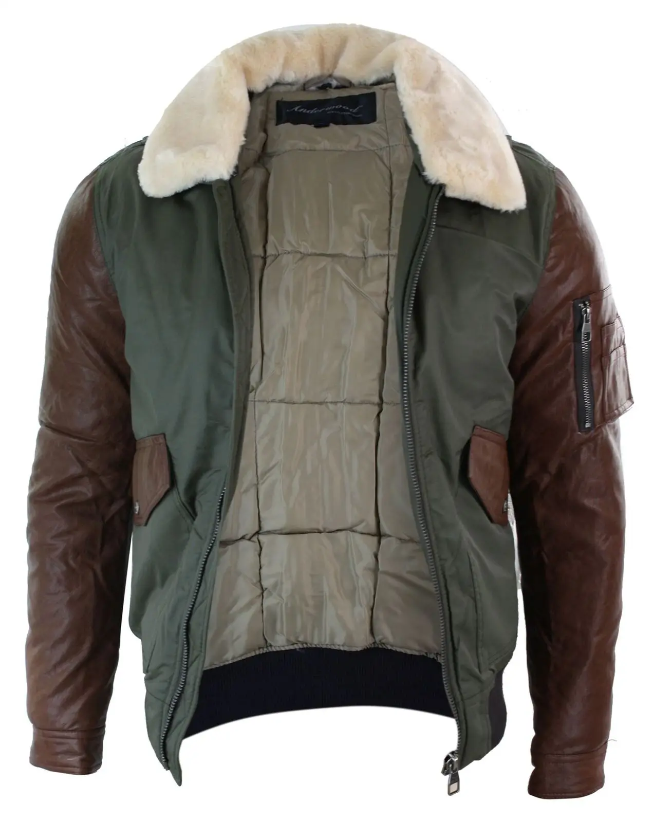 
Men Bomber jacket with leather sleeve and Fashion Jacket 