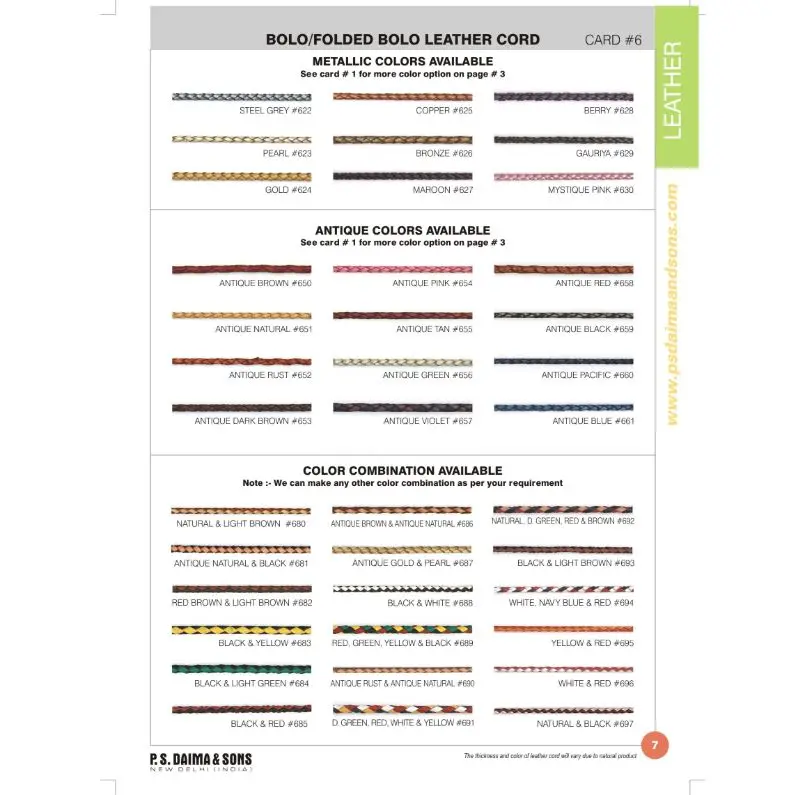 Unique Accessory Designer Fancy Trendy Leather Cords Expertly Designed Multi Color Bolo Braided Hot Sale Leather Cord