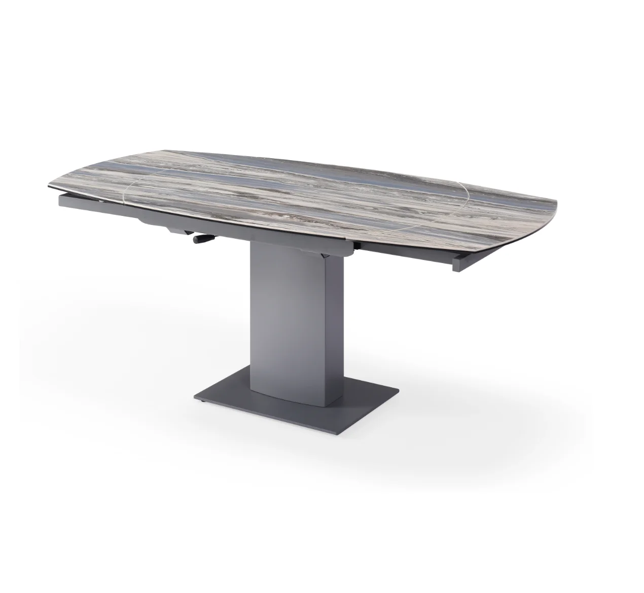 Sintered Stone Home Furniture Black Metal Frame Folded Modern Contemporary Rectangular Extension Dining Table