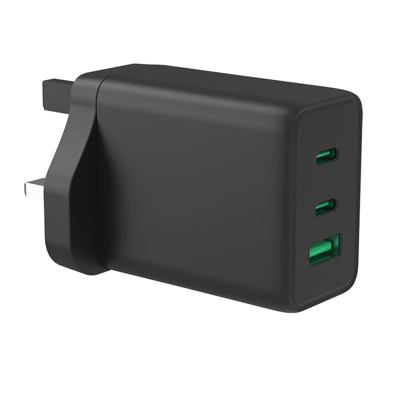 65W Fast Qc 3.0 Pd 3.0 usb type-c wall UK Plug  3 Ports port high power Charger Adapter  for Cell phone Tablet