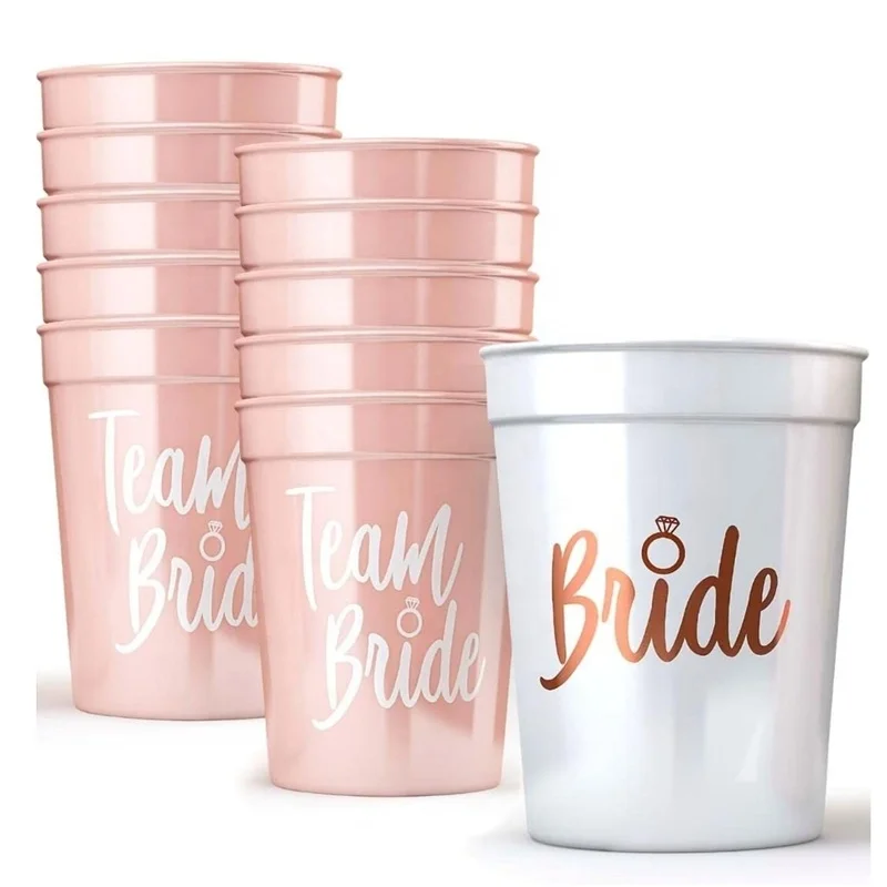 Bridal Shower Decorations Bride & Team Bride Bachelorette Party Cups (11 Pack 16oz) For Wedding Showers