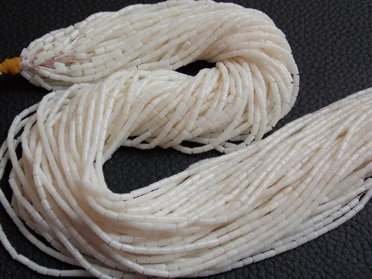 White Coral Smooth Tube Shape Beads Drum Cylinder For Making Jewelry Wholesaler Supplies 100%Natural