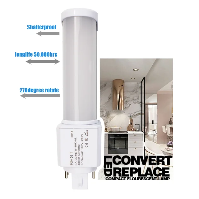 
LED G24q GX24q lamp base Electronic ballast / ECG compatible plc pl light bulb 270 degree directly replace 10W 