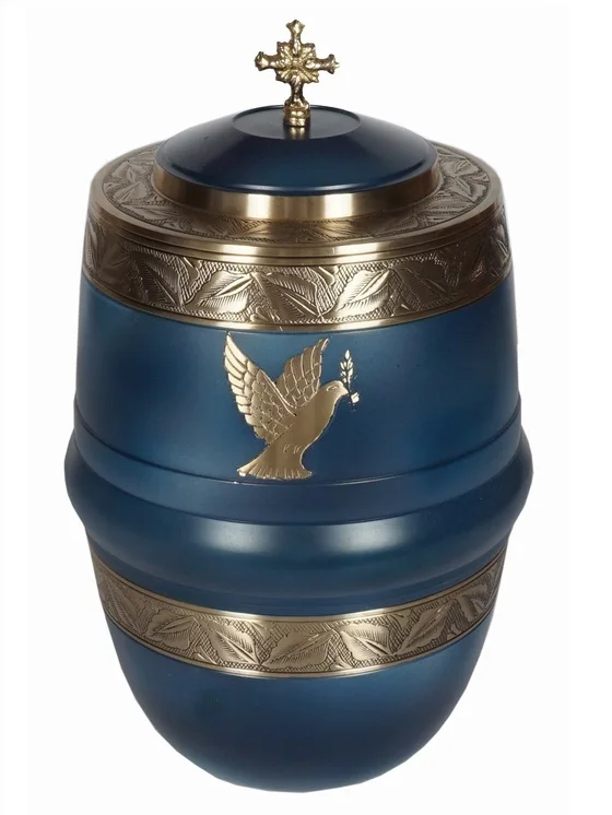 CATHOLIC CROSS METAL CREMATION URN