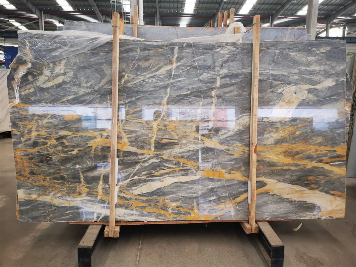 High Quality Polished Italy Pascal Grey Marble Fior Di Pesco Blue Marble Slab For Interior Decor