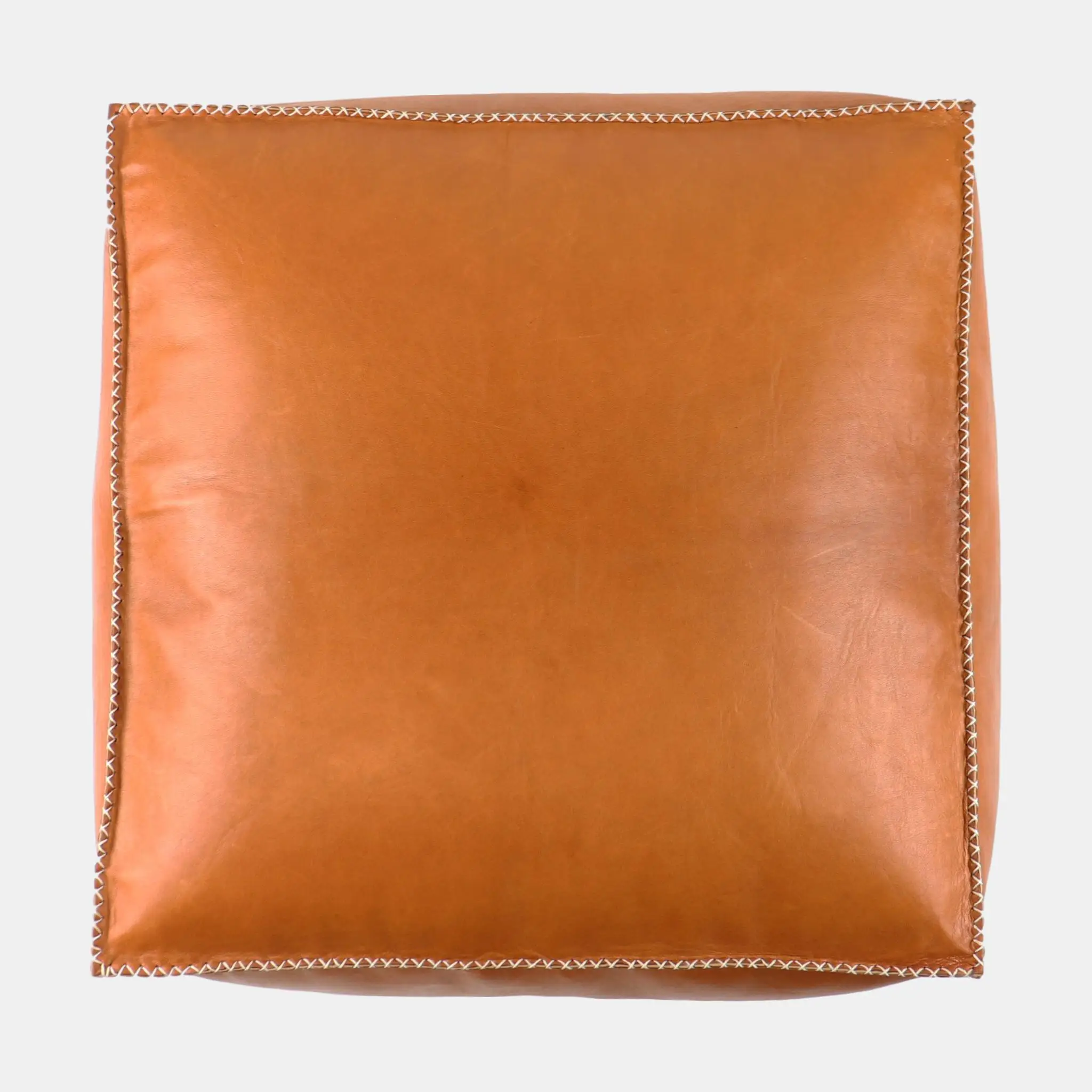 Cognac Color Handmade Moroccan Leather Ottoman Portable Pouf moroccan leather pouf ottoman footstool