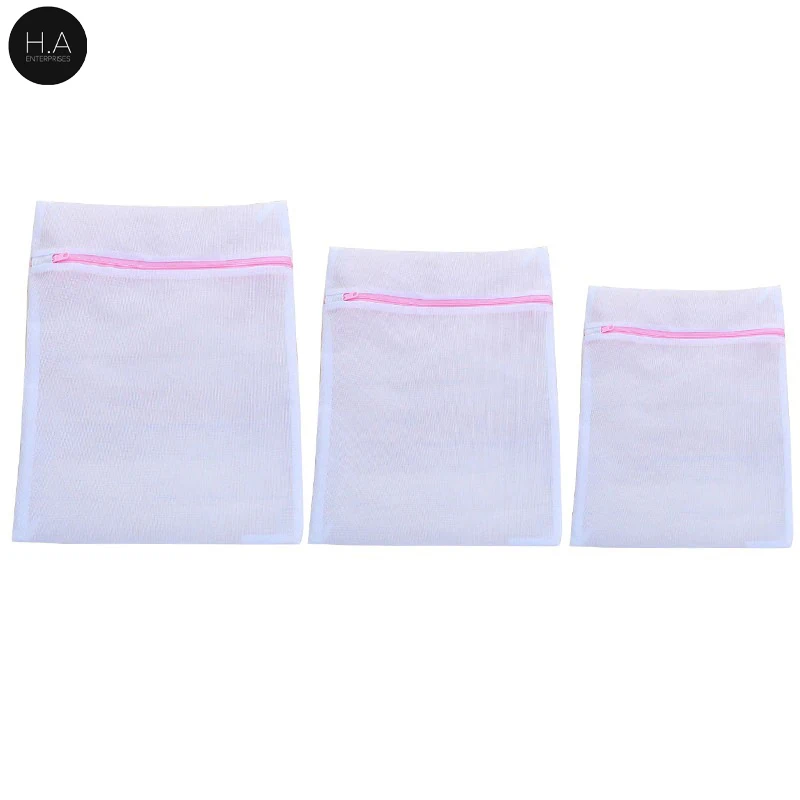 3 Sizes Zipped Clothes Washing Bag Laundry Bag Mesh Net Wash Bag Pouch Laundry Basket For Washing Machine