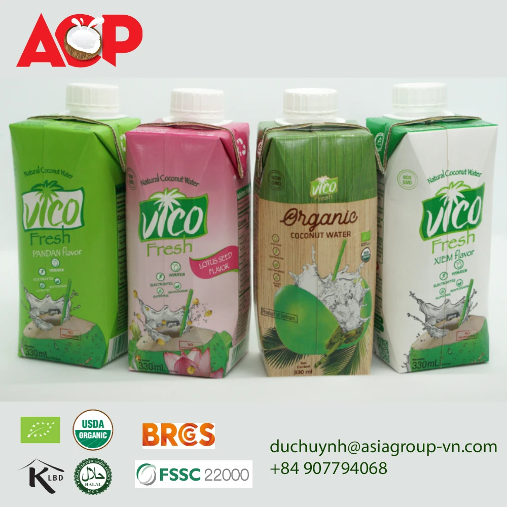 
NATURAL - VICO FRESH COCONUT WATER - UHT TREATMENT - OEM AVAILABLE 