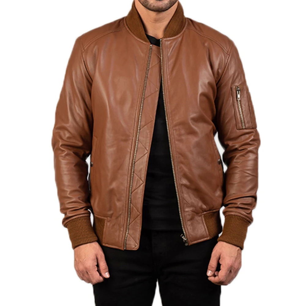 Red Color Genuine Leather Jacket Men Leather Jackets