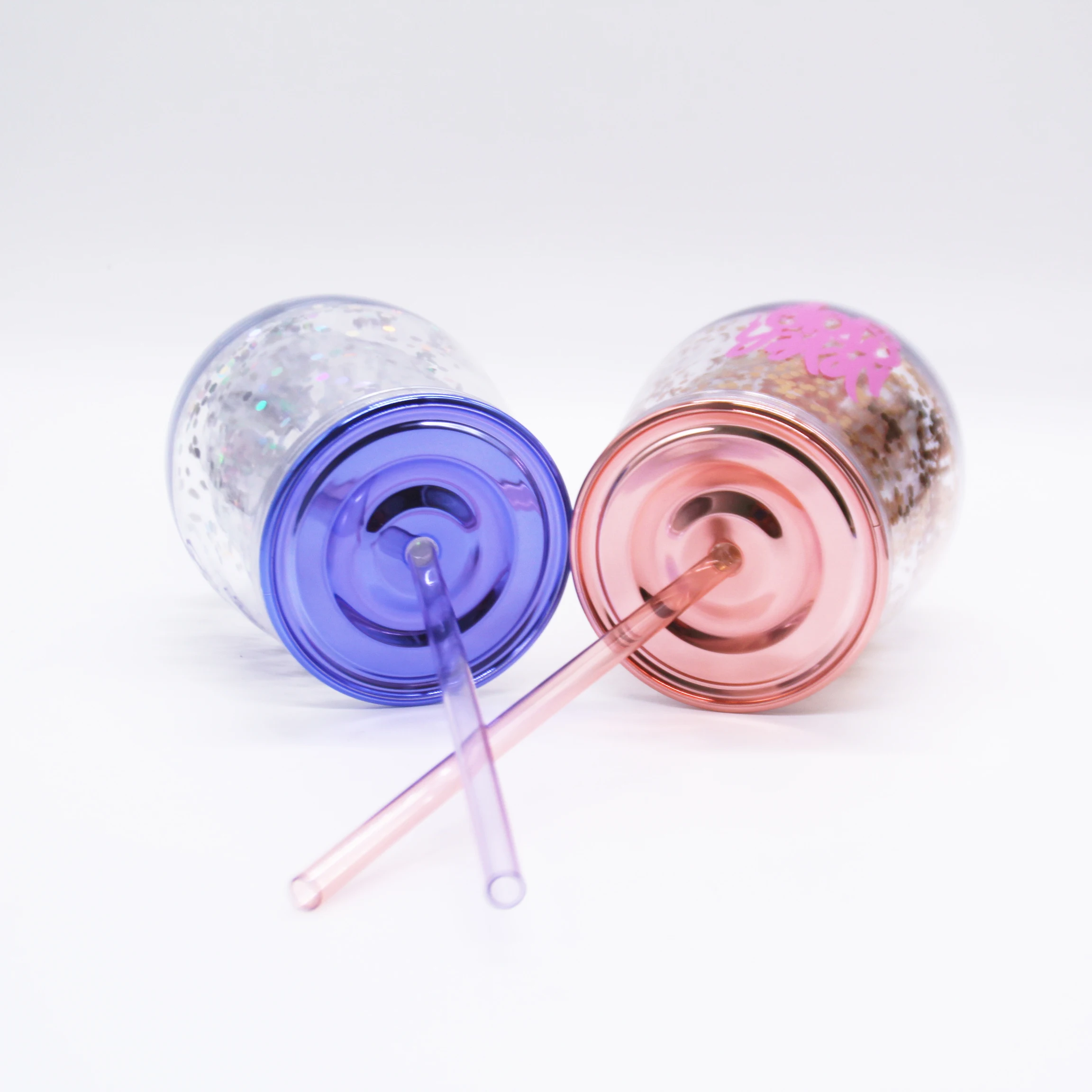 Bpa Free Double Wall egg Clear In Bluk 10 oz Egg Shape Plastic Acrylic Cups Cold Drink Glitter Tumbler with Lid