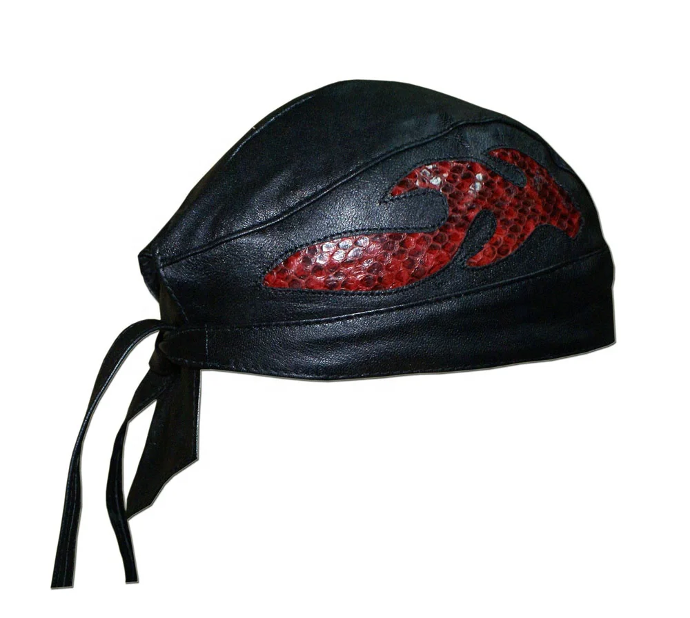 HMB-901M LEATHER SKULLCAP DURAG HEAD WRAP BANDANA SKULLCAP HATS SCARF