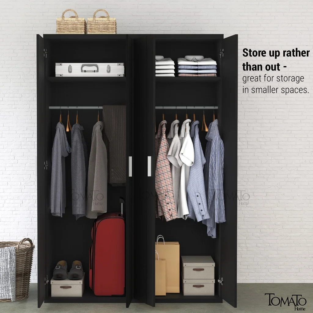 Premium quality Ready Stock BERNIE Series Wardrobe - 2 Colours - 4 Feet - Almari Baju 4 Pintu for cloth storage