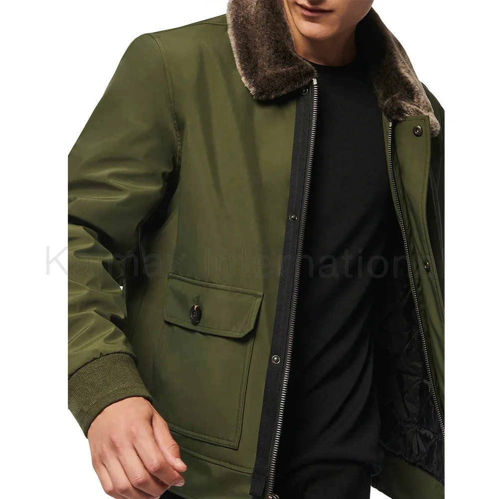 
Fur Shearling Collar Down Jacket Green Coat Men Women 
