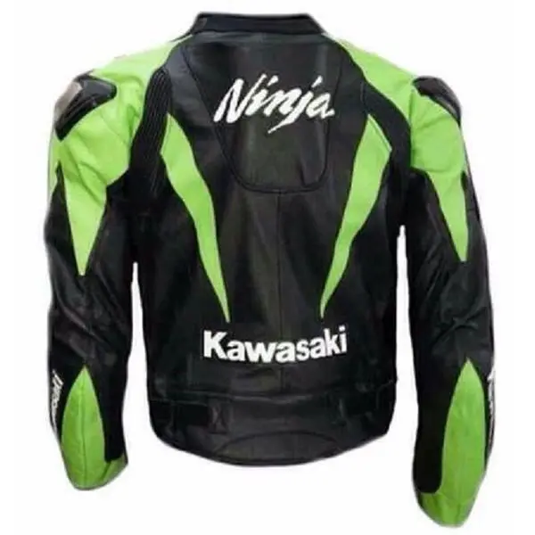 Custom MEN HANDMADE KAWASAKI RACING TEAM Black and Green COWHIDE MOTORCYCLE LEATHER JACKET