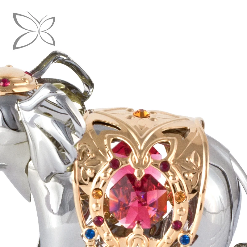 Crystocraft Deluxe 3D Chrome Plated Metal Elephant Figurines Decorated with Brilliant Cut Crystals