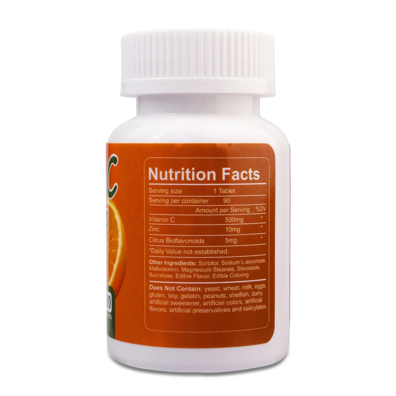 OEM Supplement  Organic Fruit Extract Zinc Vitamin C 500mg Chewable Pills Tablet For Sale