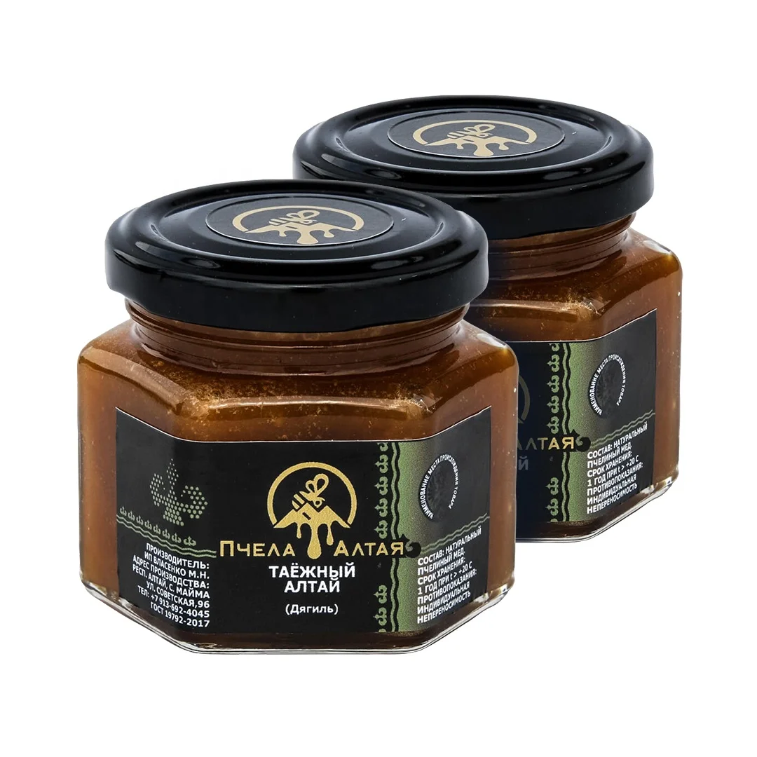 
Pure natural blossom honey Taiga Altai with angelica 100 ml/170 g VIP vital honey 