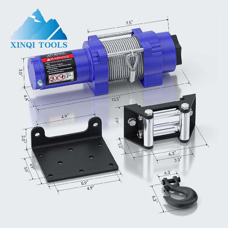 Электрическая лодочная лебедка 3000 фунтов 12 Вольт utv с синтетическим