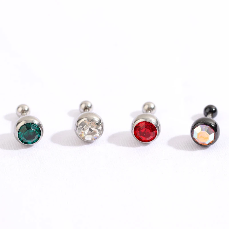 Made in Korea surgical steel 316 SS 8mm crystal ball stud bar piercings unisex
