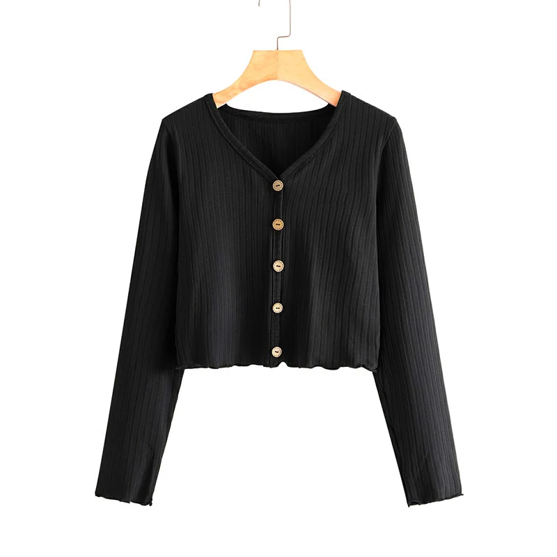  Оптовая продажа высококачественные однотонные укороченные топы с длинным рукавом