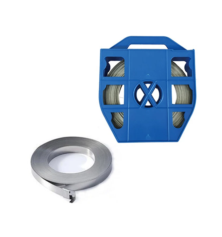 FTTH Accessories SS Strap 19*0.7*50m blue red color 3/4 TB type buckle stainless steel pole banding tool