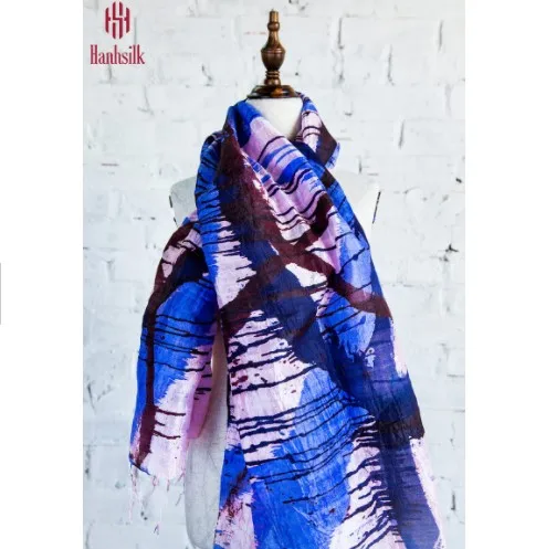 Hanh Silk 100% Natural Silk Embroidered Women Unique Silk Tussore Scarf from Vietnam