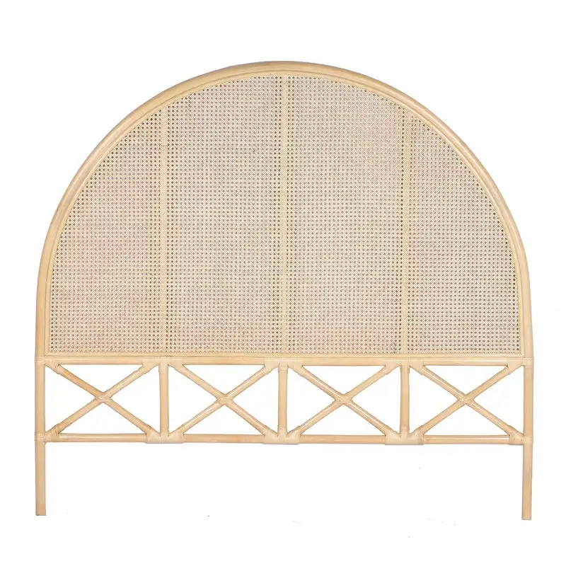 Wholesale Simple Rattan Headboard Bed Design Hotel HomeStay  Velvet Bed Frame Queen Double Wooden Bed