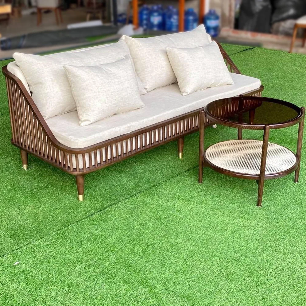 Classical Semi Rattan and Wooden Sofa Set From Vietnam