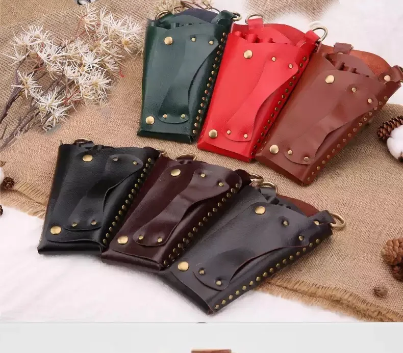 Leather Scissor Hairdressing Tool Holster Pouch Holder Waist Hair Barber Belt Bag
